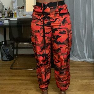 Orange army cargo pants